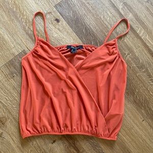 Orange wrap crop top